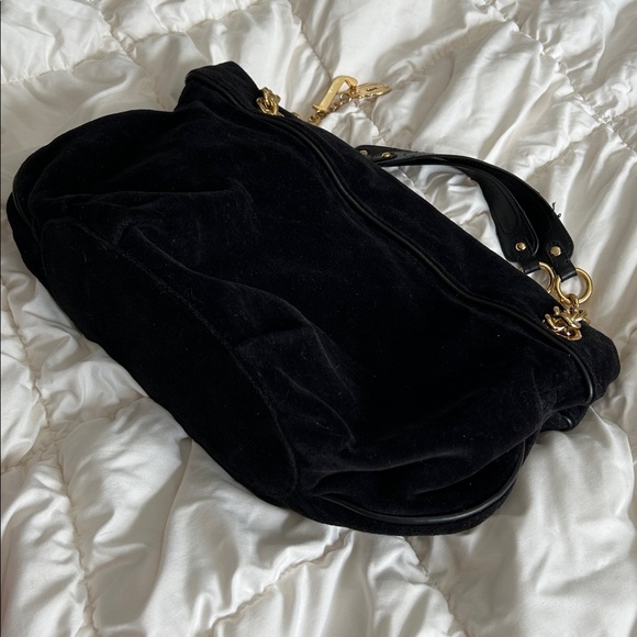RARE Vintage Juicy Couture Velour Hobo Chain Charm Y2k Black, Gold, Hot Pink HTF - Picture 10 of 16